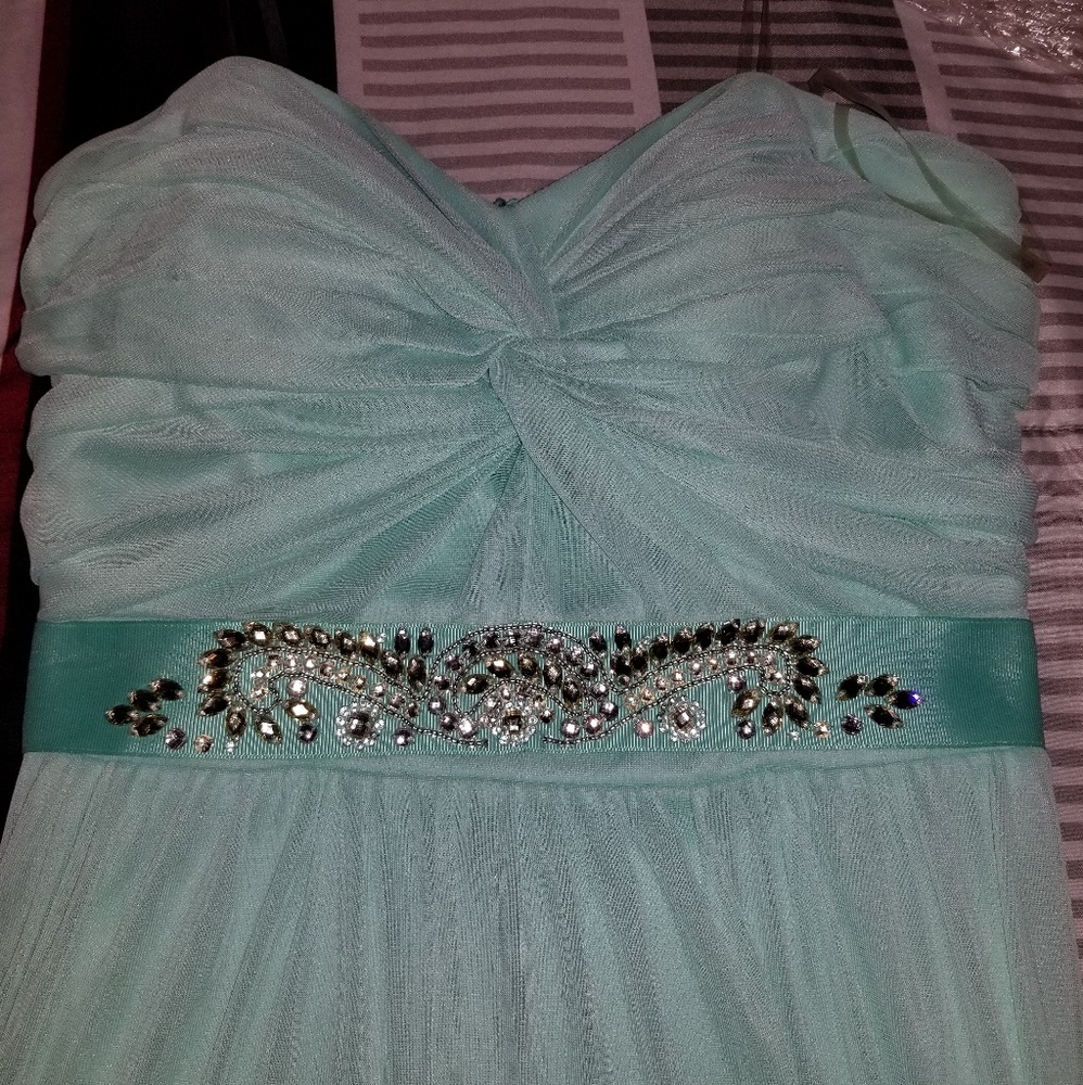 light blue floor length dress